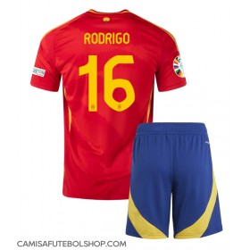 Camisa de time de futebol Espanha Rodri Hernandez #16 Replicas 1º Equipamento Infantil Europeu 2024 Manga Curta (+ Calças curtas)